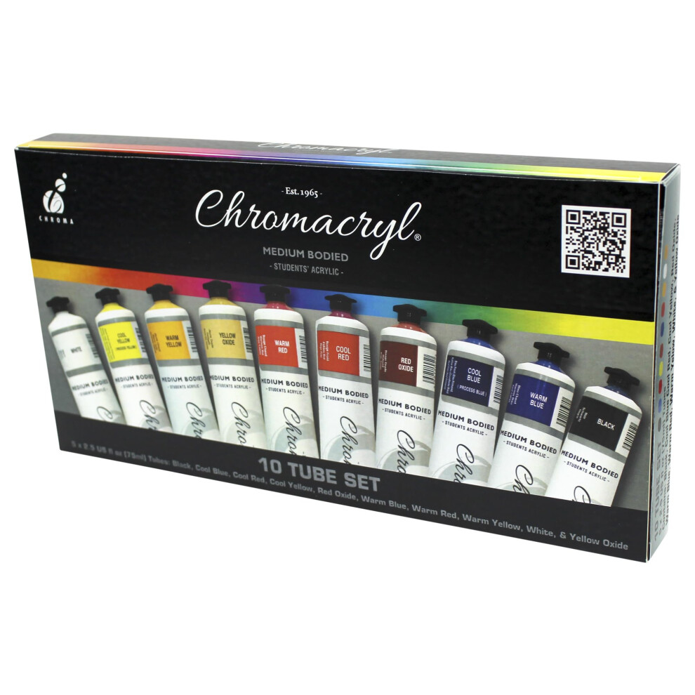 Chromacryl Students' Acrylic  2 Ounces  Assorted Colors  Set of 10