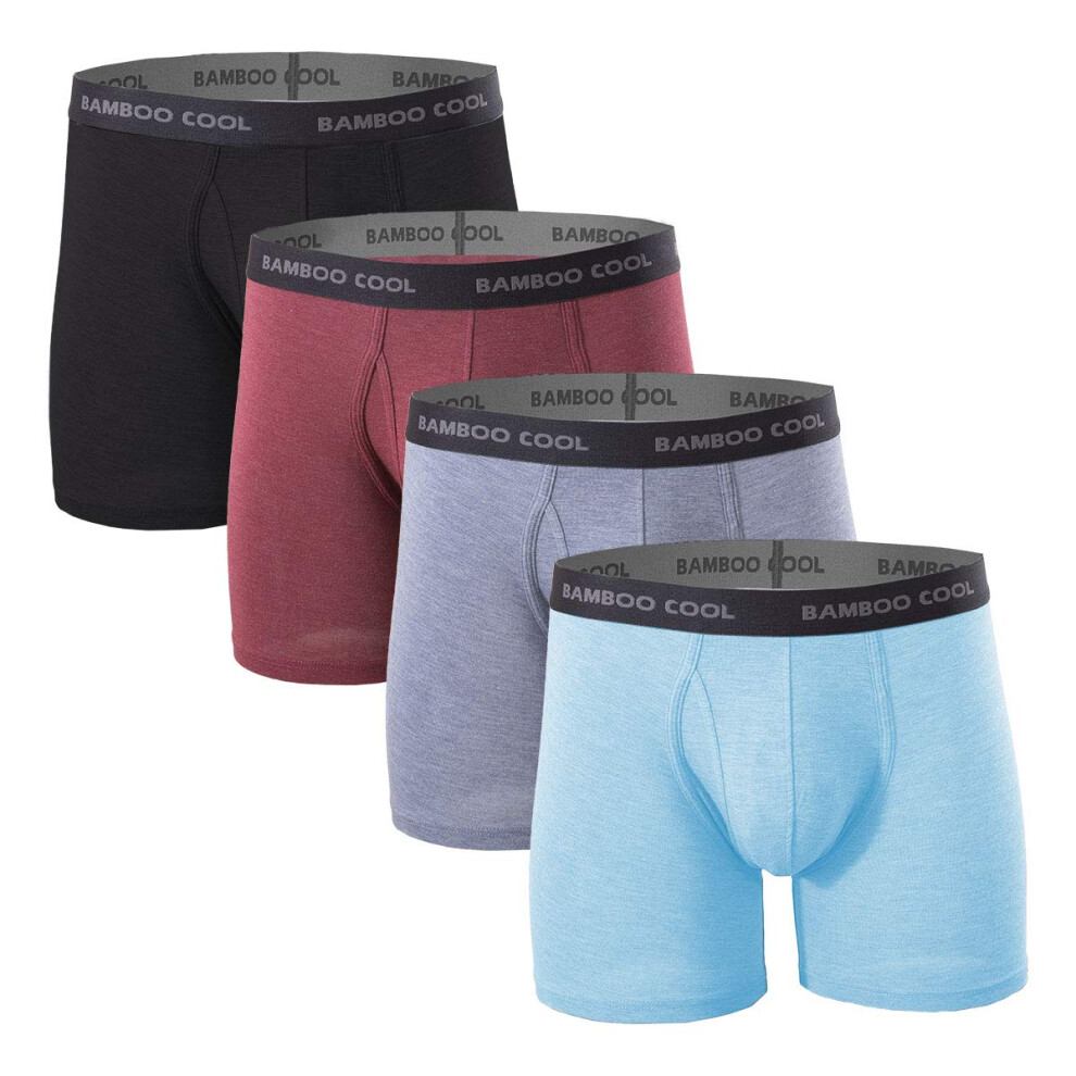 Boxer pour homme BAMBOO COOL - Sous-v?tement doux et confortable en viscose de bambou (lot de 4) (XL, boxer long)