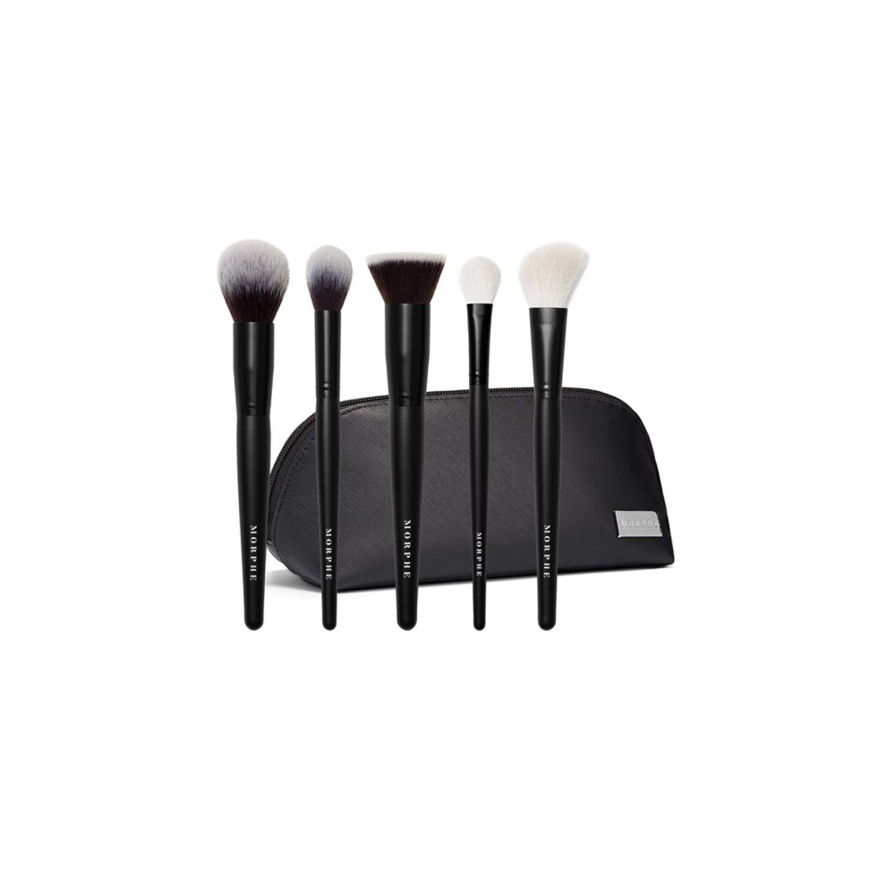 Morphe Face The Beat Makeup Brushes - 5 Piece Makeup Brush Set with Fo