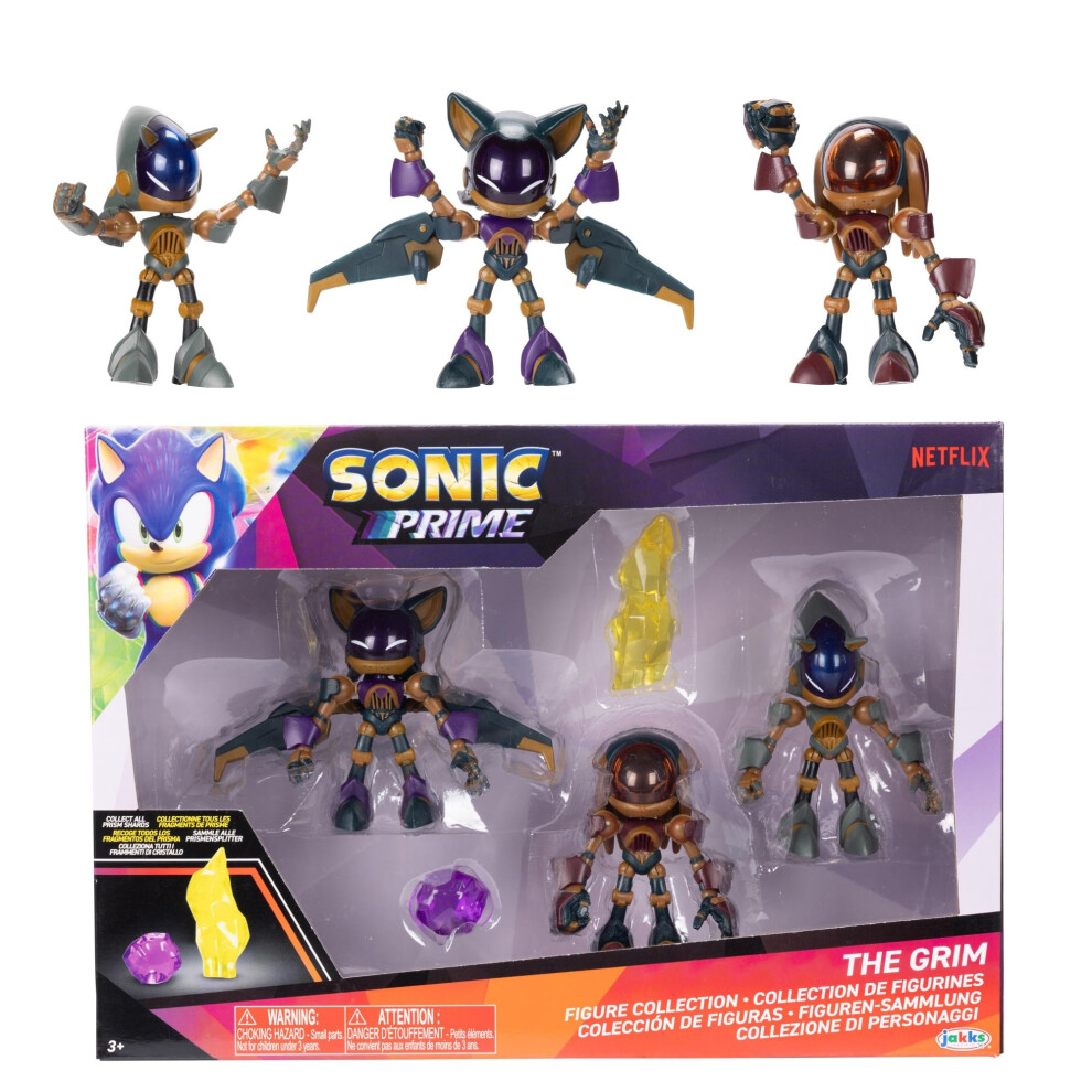 New Sonic The Hedgehog Sonic Prime Grim 2.5-Inch Action Figures 5-Pack: Sonic Trooper, Knuckles Trooper, Rouge Trooper & 2 Prism Shards (422364) 422364