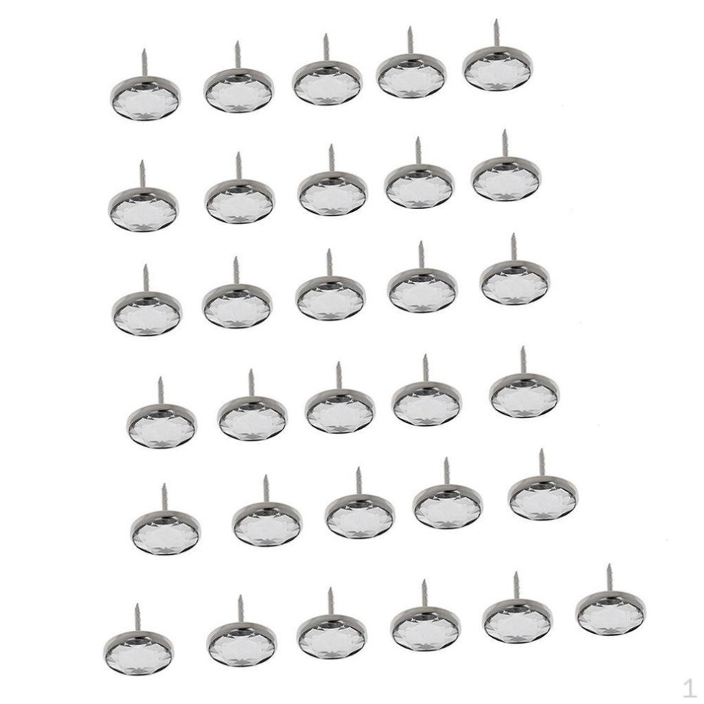 25 Pieces Crystal Sofa Headboard Buttons Nail Upholstery Decoration Silver 20mm 22mm - Silver,