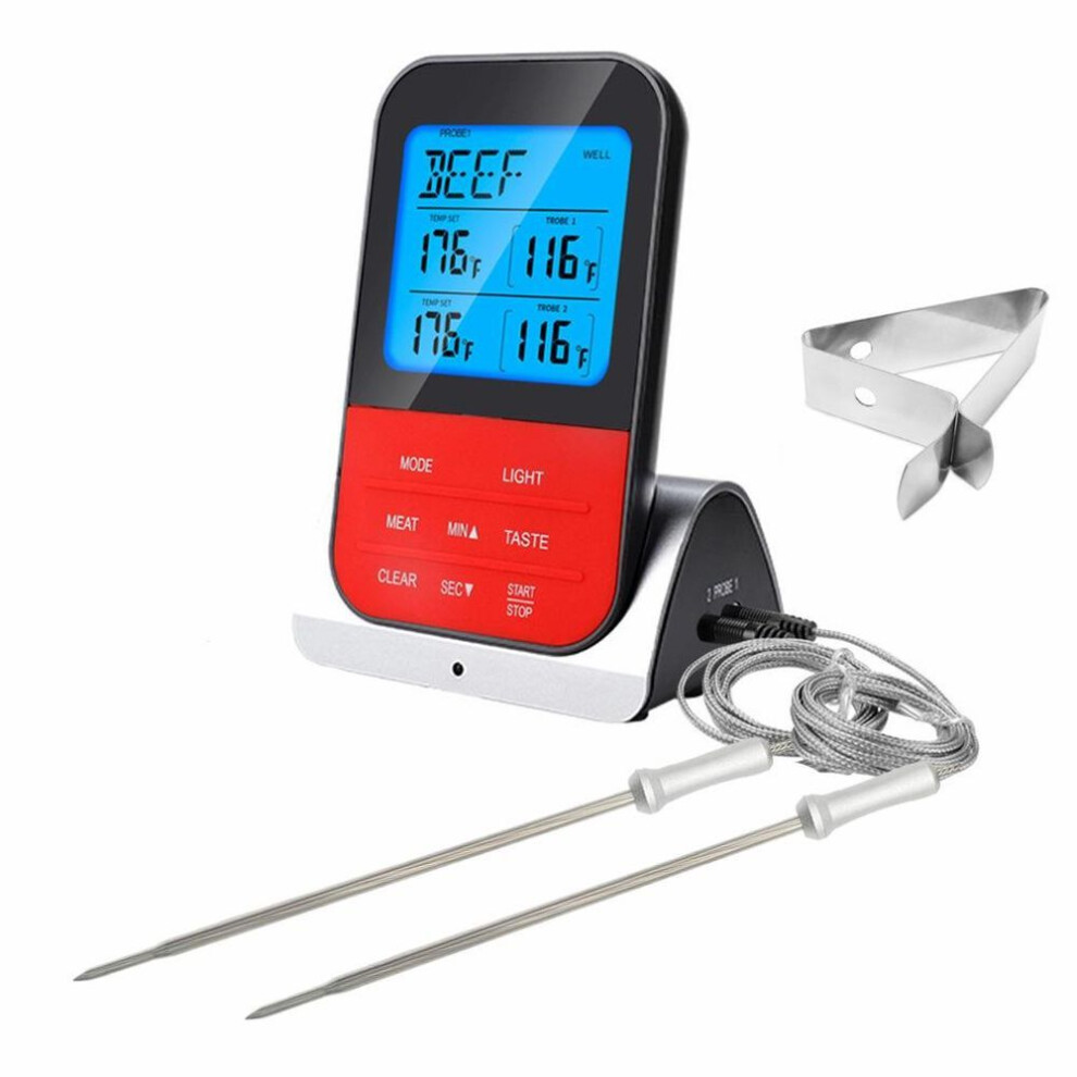 (silver, Straight Probe) Digital Grill Thermometer Meat Thermometer Wireless Bbq Thermometer Oven Waterproof Thermometer For Home Kitchen Food,with 2 Probes