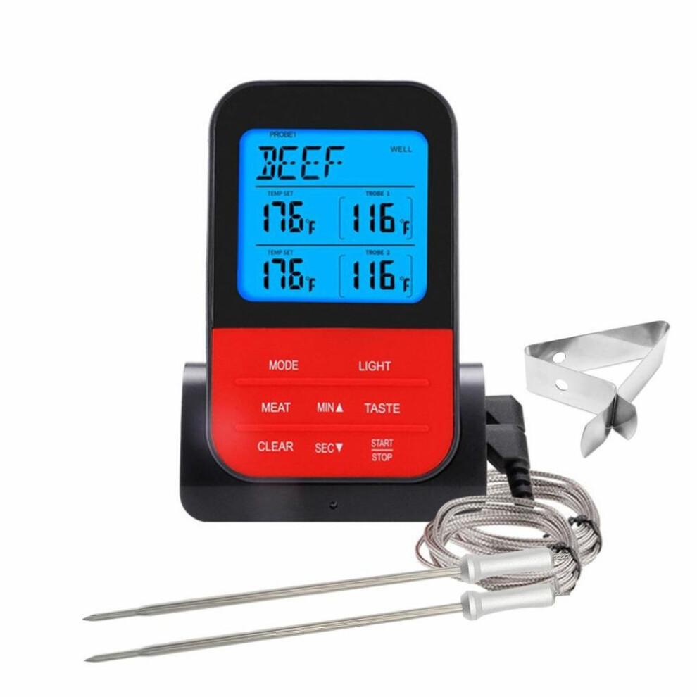 (black, Straight Probe) Digital Grill Thermometer Meat Thermometer Wireless Bbq Thermometer Oven Waterproof Thermometer For Home Kitchen Food,with 2 Probes