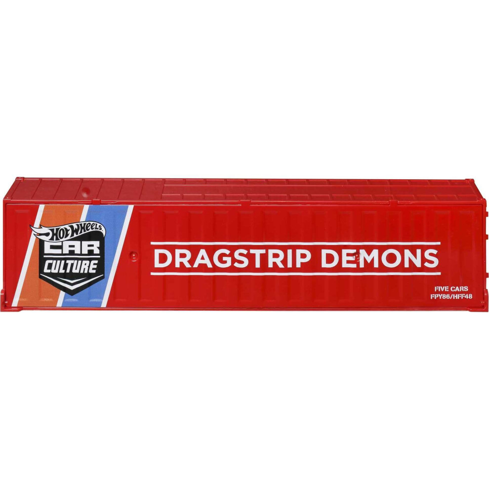 Hot Wheels Premium Toy Cars & Truck, Lion's Roar Container Set Con 5 Die-Cast 1:64 Scala Drag Racing Veicoli In Contenitore Da Collezione-image