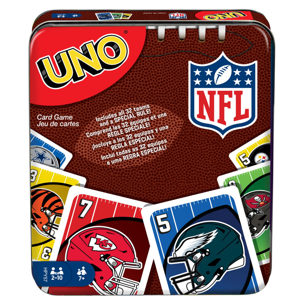 Splotter Spellen Mattel Games Uno Nfl Card Game For Kids & Adults Travel Game With Nfl Team Logos & Special Rule In Storage Tin Box (Amazon Exclusive)