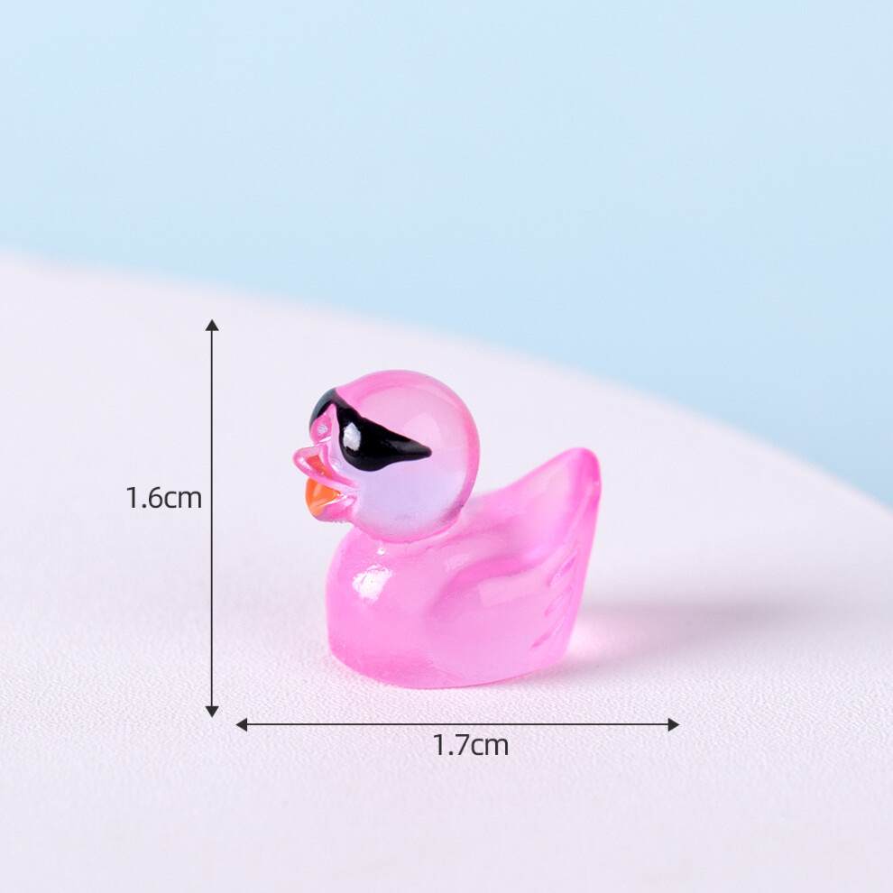 (Pink) Ornament Yellow Sunglasses Duck Luminous Doll Micro Landscape Desktop Decoration