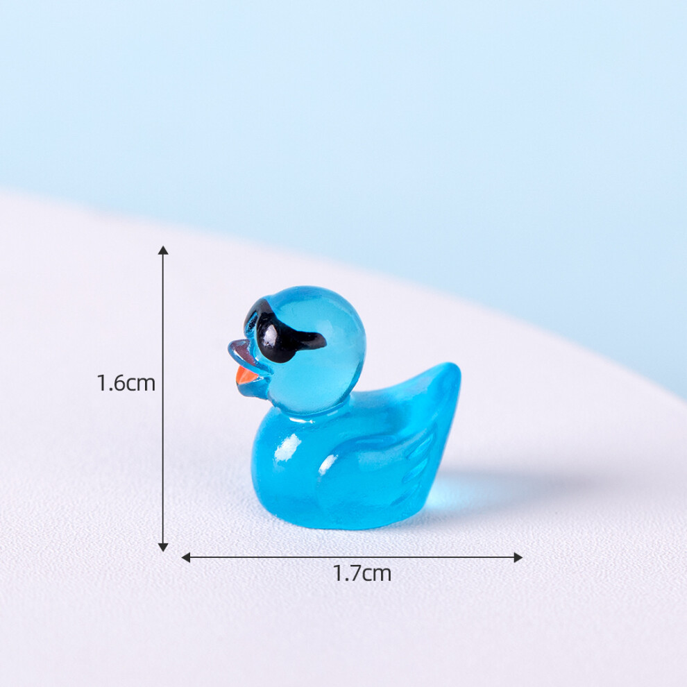 (Blue) Ornament Yellow Sunglasses Duck Luminous Doll Micro Landscape Desktop Decoration