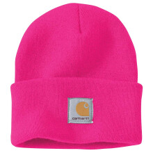 Căciulă tricotată cu tiv pentru bărbați Carhartt - Roz Strălucitor, Tricot moale cu model rib, Căldură pentru vreme rece, Emblema Carhartt
