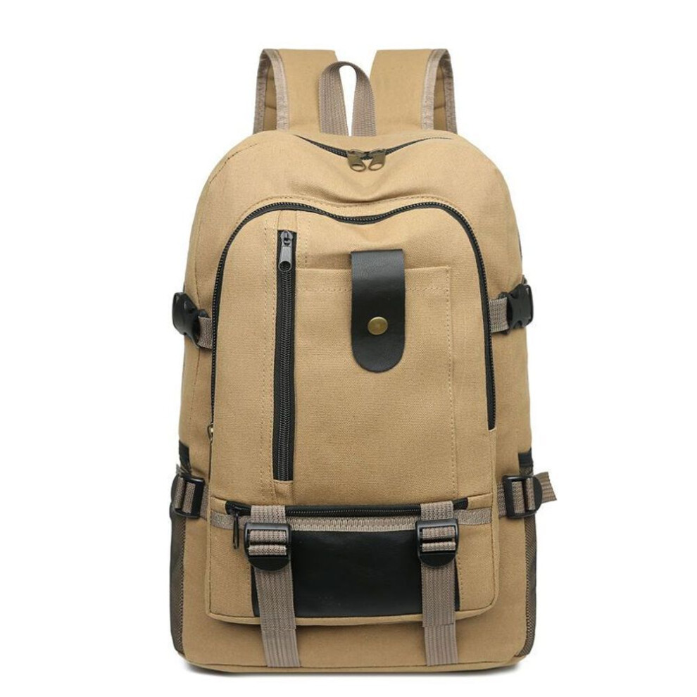 (khaki, One Size) Men&apos;s Backpack Durable Canvas Men&apos;s Backpack Large Capacity Outdoor Backpack Casual Travel Backpack Men&apos;s Office Laptop Bag
