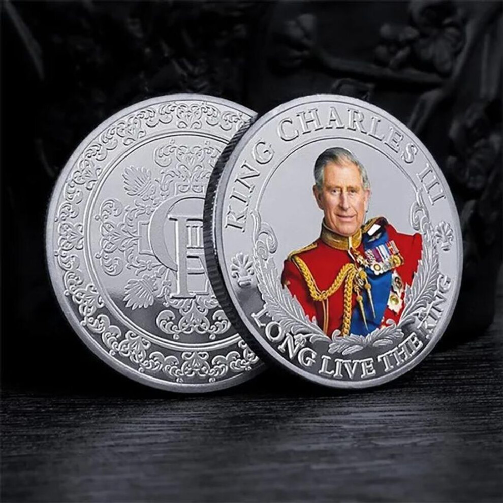 (silver) King Charles Iii Metal Commemorative Coin British Royal The King Of Uk Challenge Coins Keychain Crafts Souvenir Gift