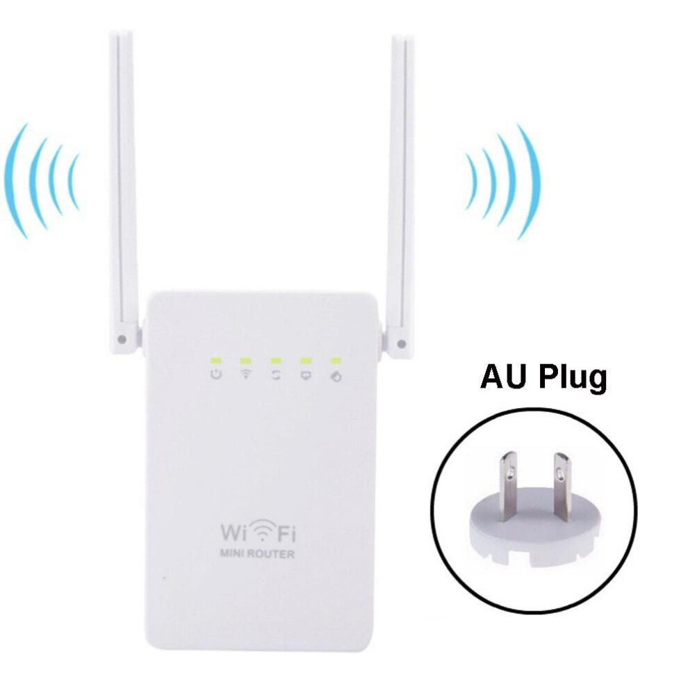 (as the picture, AU Plug) Booster Amplifier Wireless Range Extender Wifi Repeater Dual Antenna Network Router For Home Office