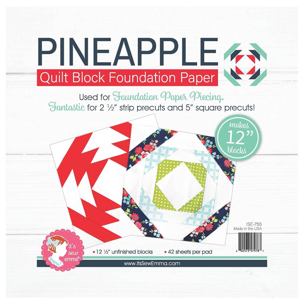 Its Sew Emma Quilt Block Foundation Paper-12 Pineapple -ISE755