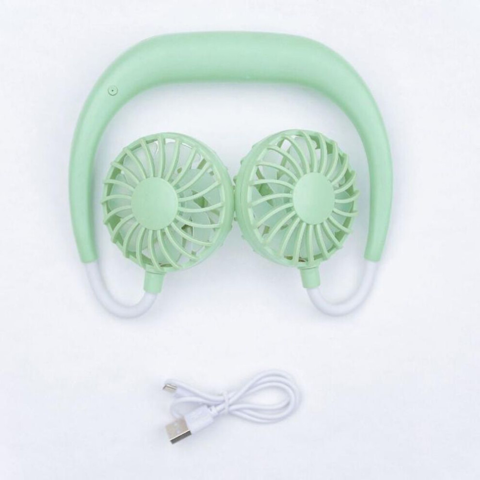 (green) Fan USB Silent Small Electric Fan Suspended Cooling Neck Fan Rechargeable Silent Ventilator Hanging Neck Fan for Travel Outdoor Accessories