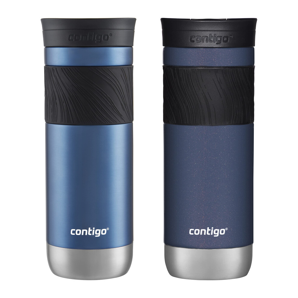 Contigo VacuumInsulated Stainless Steel LeakProof Travel Mug  20 Ounce  Blue Corn Midnight Blueberry  2Pack