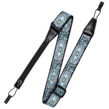 Ukulele-Gurt ohne Bohren IHOBOR verstellbarer Uke-Schultergurt mit Doppel-J-Haken Premium-Jacquard Blauer Totem-Clip am Ukelele-Gurt Einfach zu bedie