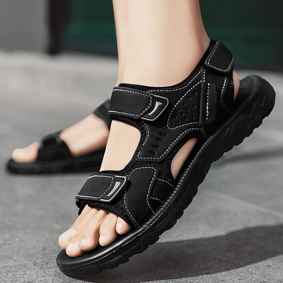 (black, 31) Wtempo Mens Summer Sandals Thick Softsole Slides Slip Resistant Indoor Slipper Outdoor Fashion Flip-flops Beach Shoes
