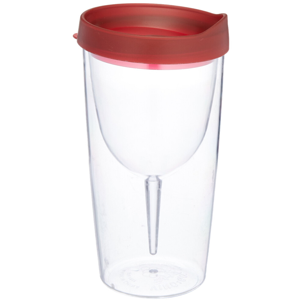 Vino2Go Dubbelwandige, Ge?Soleerde Wijntumbler Van Acryl Met Merlot-Schuifdeksel, 10 Oz.-image