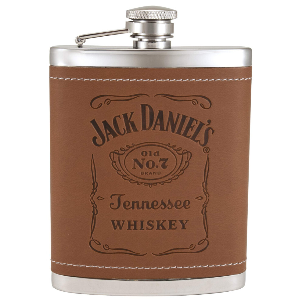 Jack Daniels Licensed Barware Label Flask, 6 oz, Silver