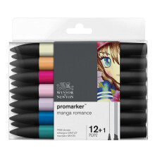 Sada fixiek Winsor & Newton ProMarker, 12 kusov, manga, romantick farby