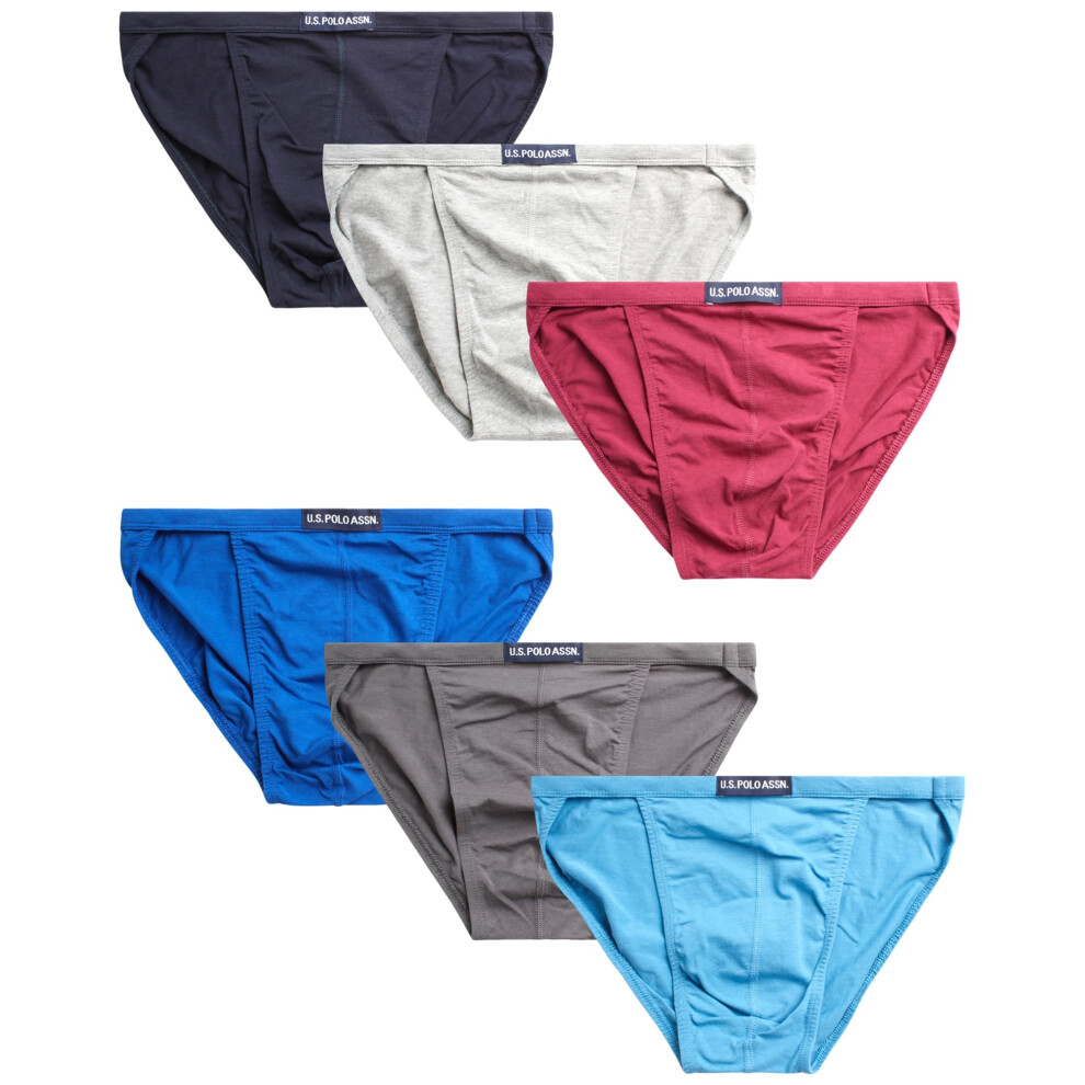 Sous-v?tements pour hommes US Polo Assn. - Lot de 6 slips de bikini taille basse (S-XL), taille M, rouge, bleu, gris chin?, magenta