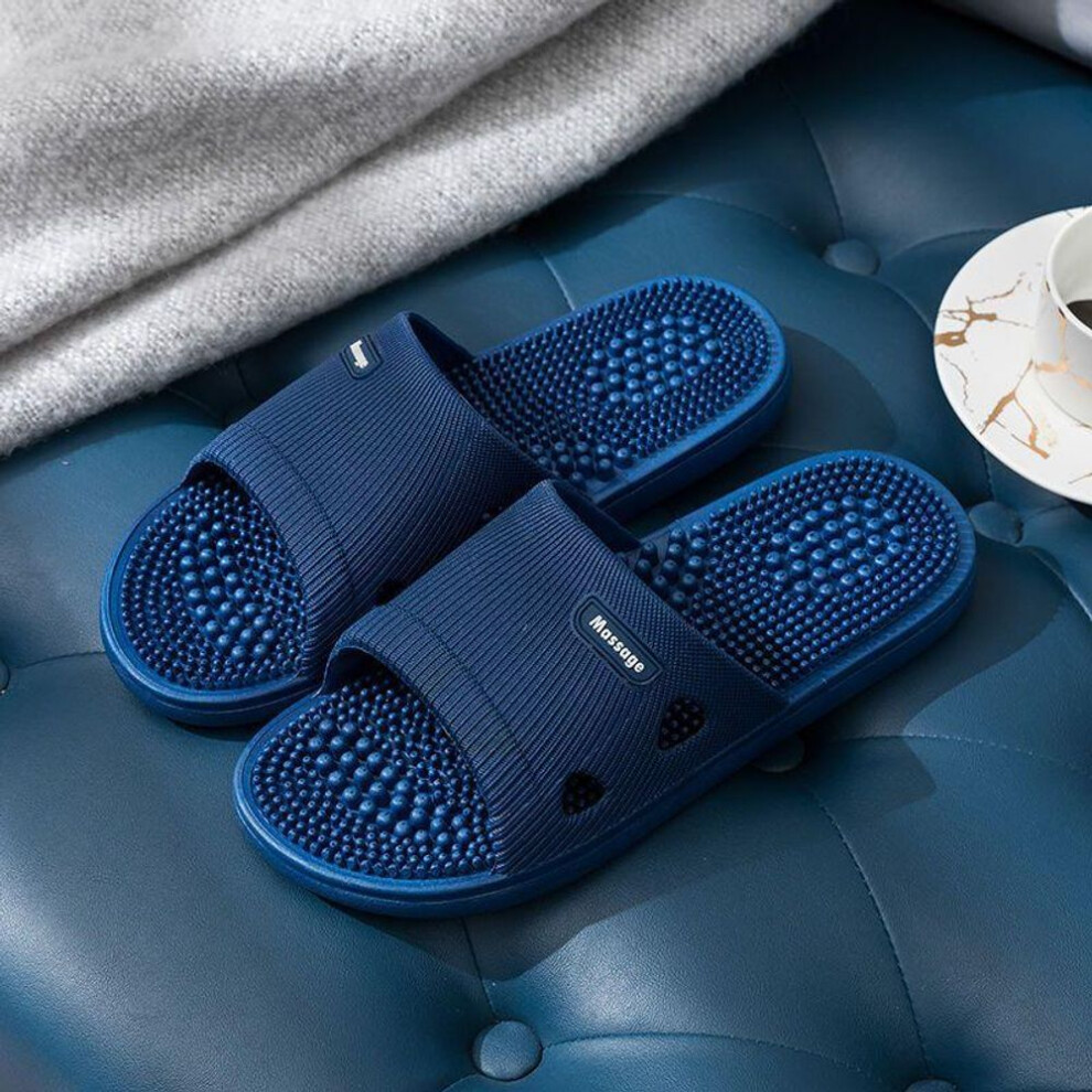 (navy blue, 42-43) Massage Slippers Indoor Bathroom Bathrooms Non Slip Deodorant Soles Massage Universal Slippers For Men And Women