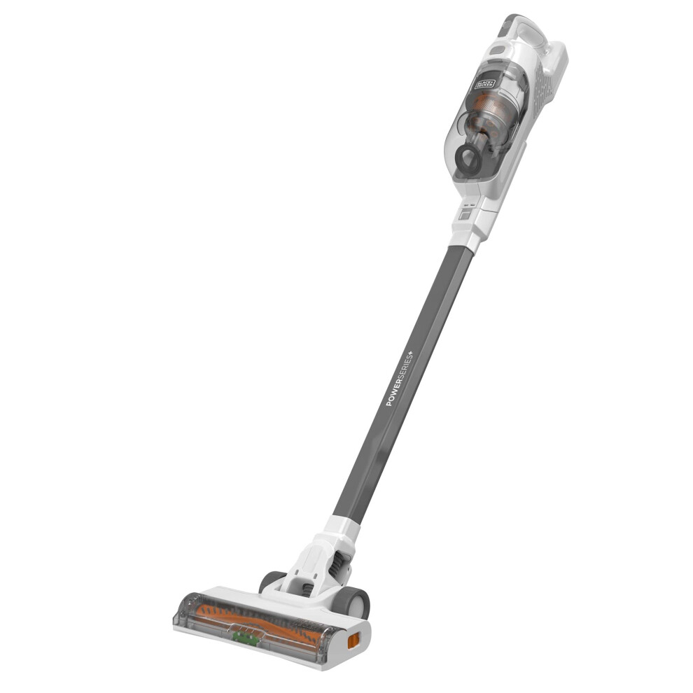 Aspirateur sans fil BLACK+DECKER POWERSERIES+ 20V MAX, l?ger, multi-surfaces, avec ?clairage LED, couleur grise.
