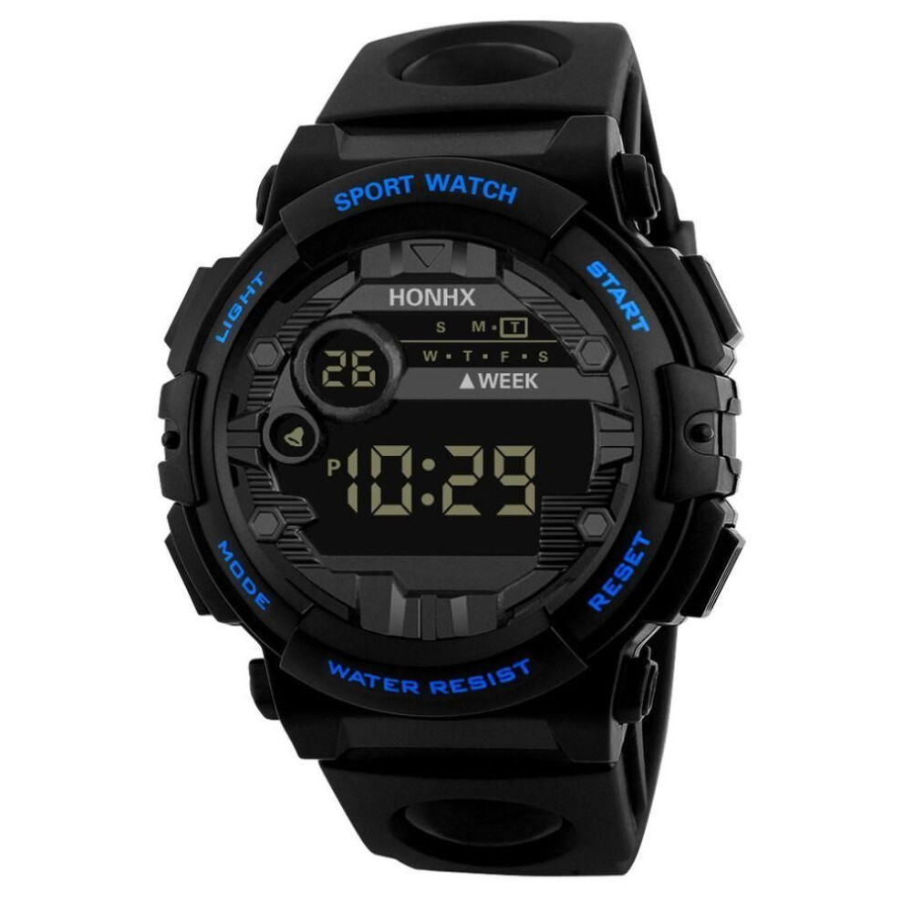 (black,blue) Casual Sports Watch Waterproof Wristwatches High Quality Electronic Watch  Outdoor Sports