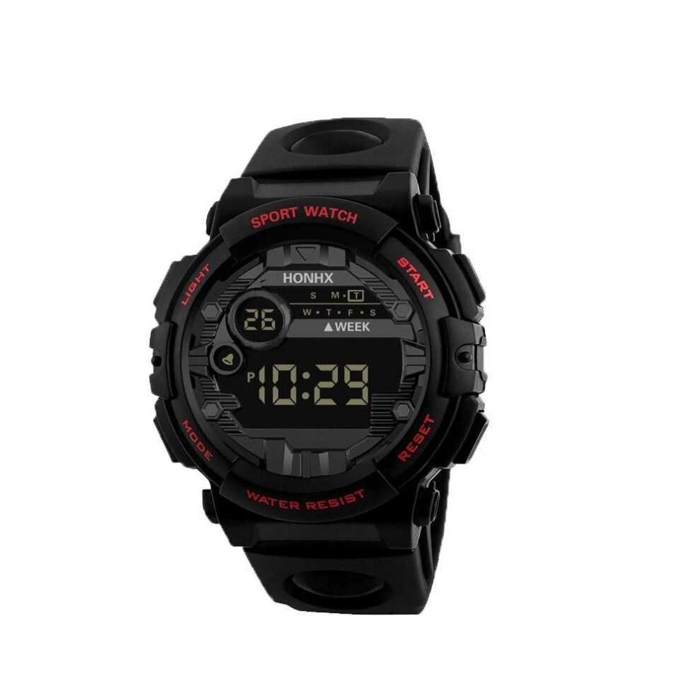 (black,red) Casual Sports Watch Waterproof Wristwatches High Quality Electronic Watch  Outdoor Sports