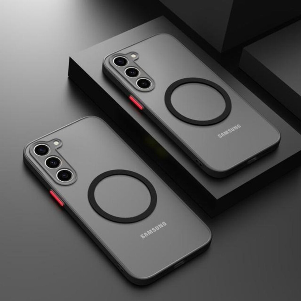 (black, Samsung S10) Matte Magnetic Case For Samsung Galaxy S24 S23 S22 S21 S20 Ultra Plus Fe A14 A24 A54 A53 A52 A34 4g 5g Cover Frosted Wireless Charge Cover