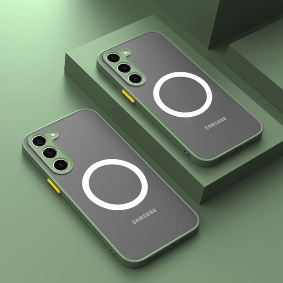 (green, Samsung A13 4G) Matte Magnetic Case For Samsung Galaxy S24 S23 S22 S21 S20 Ultra Plus Fe A14 A24 A54 A53 A52 A34 4g 5g Cover Frosted Wireless Charge Cover