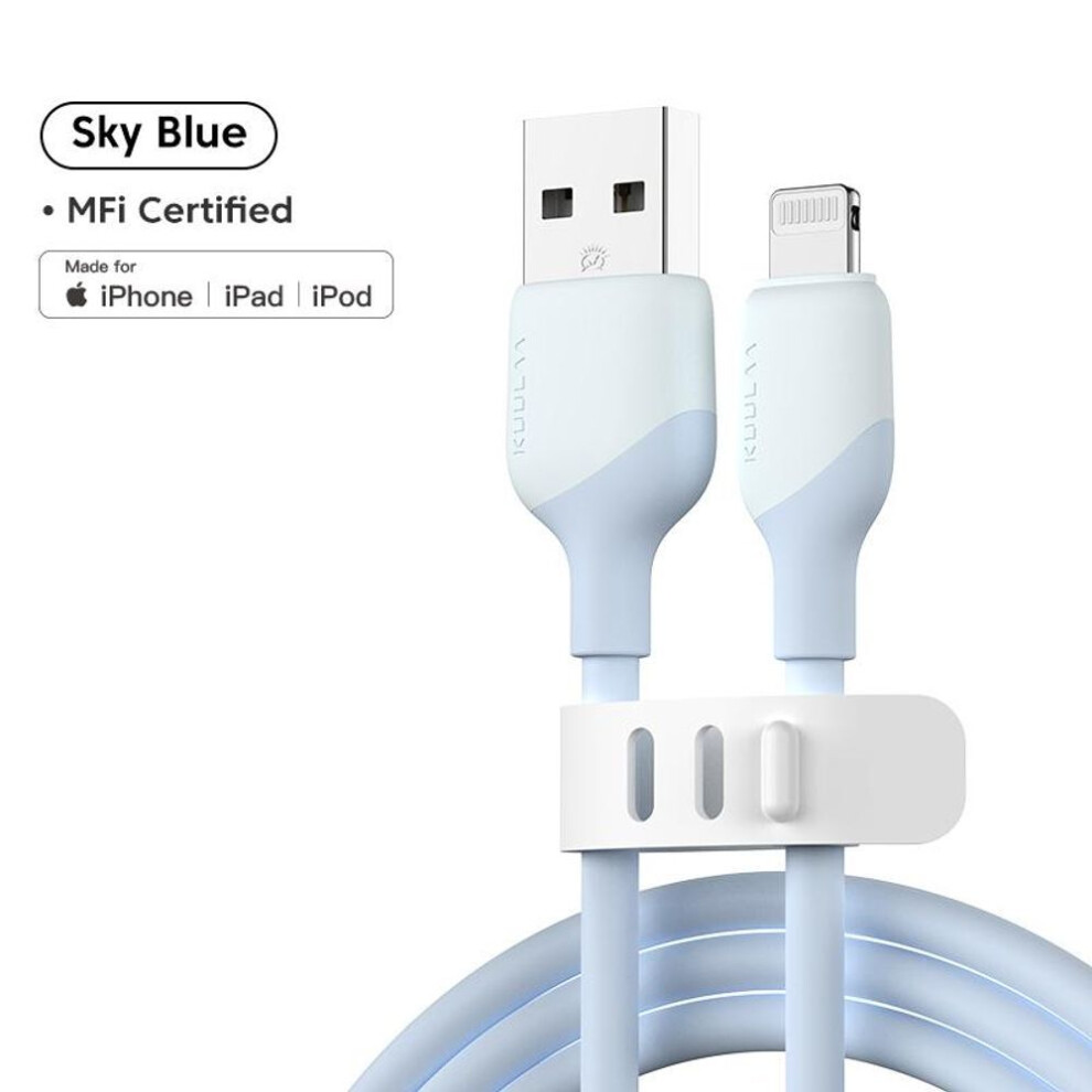 (light blue, 1M) KUULAA Liquid Silicone Cable For i Phone 14 13 12 11 Pro Max X XR XS 8 7 6 6S 5 5S SE i Pad Charging Charger Cord Wire For i Phone Cable