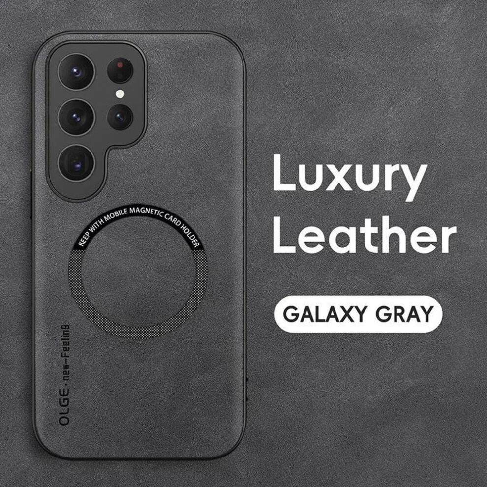 (, Samsung S24 Ultra) Luxury Leather Magnetic Case For Samsung Galaxy S20 S21 S24 S23 S22 Ultra Fe A55 A35 A15 A05 A05s A54 A34 A24 Magsafe Wirele Grey 3528289468849