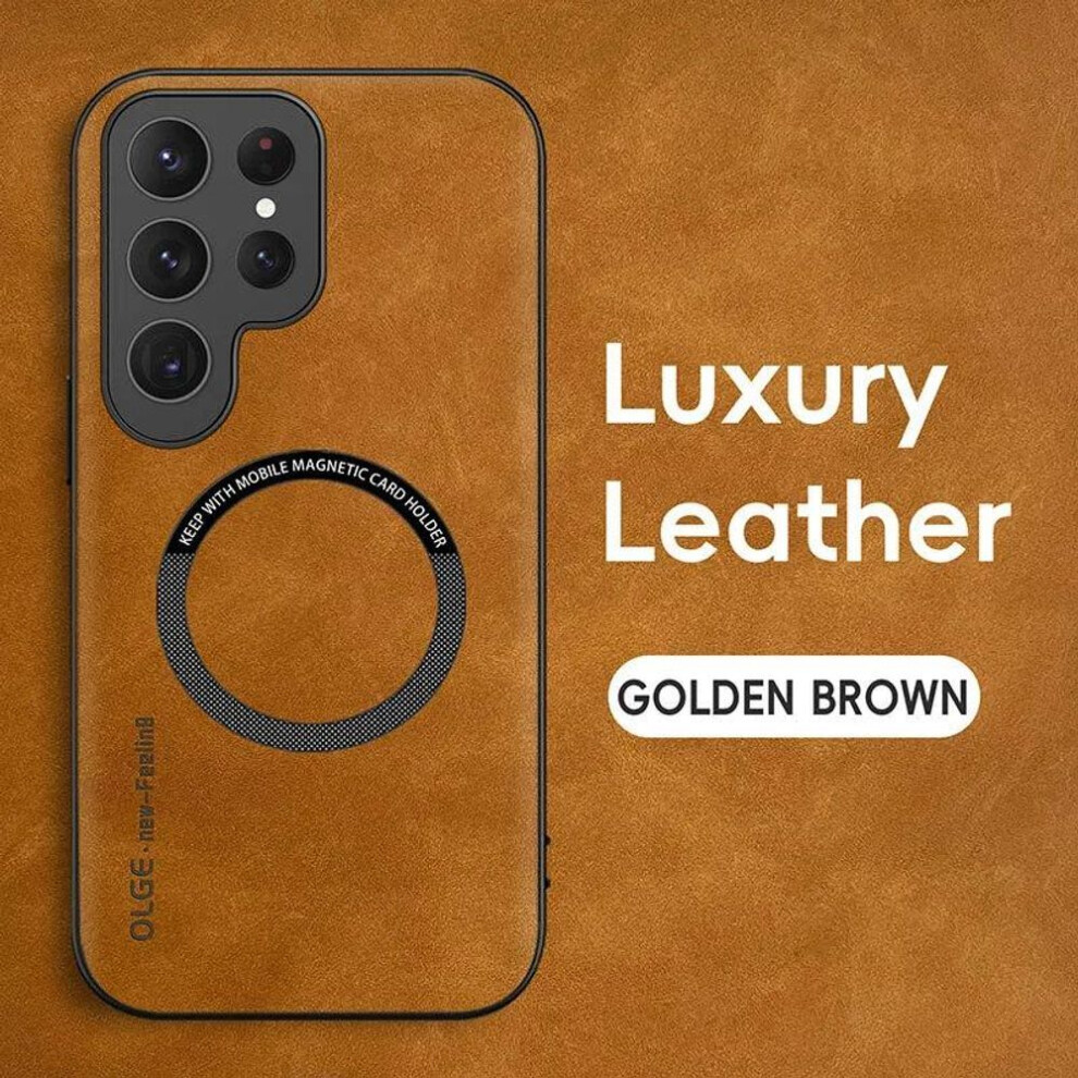 (, Samsung S23 Ultra) Luxury Leather Magnetic Case For Samsung Galaxy S20 S21 S24 S23 S22 Ultra Fe A55 A35 A15 A05 A05s A54 A34 A24 Magsafe Wirel Brown 3528289771413