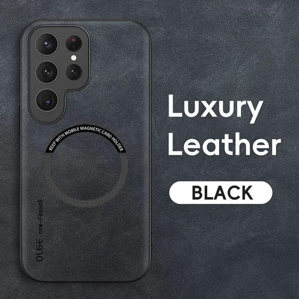(, Samsung S20 Ultra) Luxury Leather Magnetic Case For Samsung Galaxy S20 S21 S24 S23 S22 Ultra Fe A55 A35 A15 A05 A05s A54 A34 A24 Magsafe Wirel Black 3528290328057