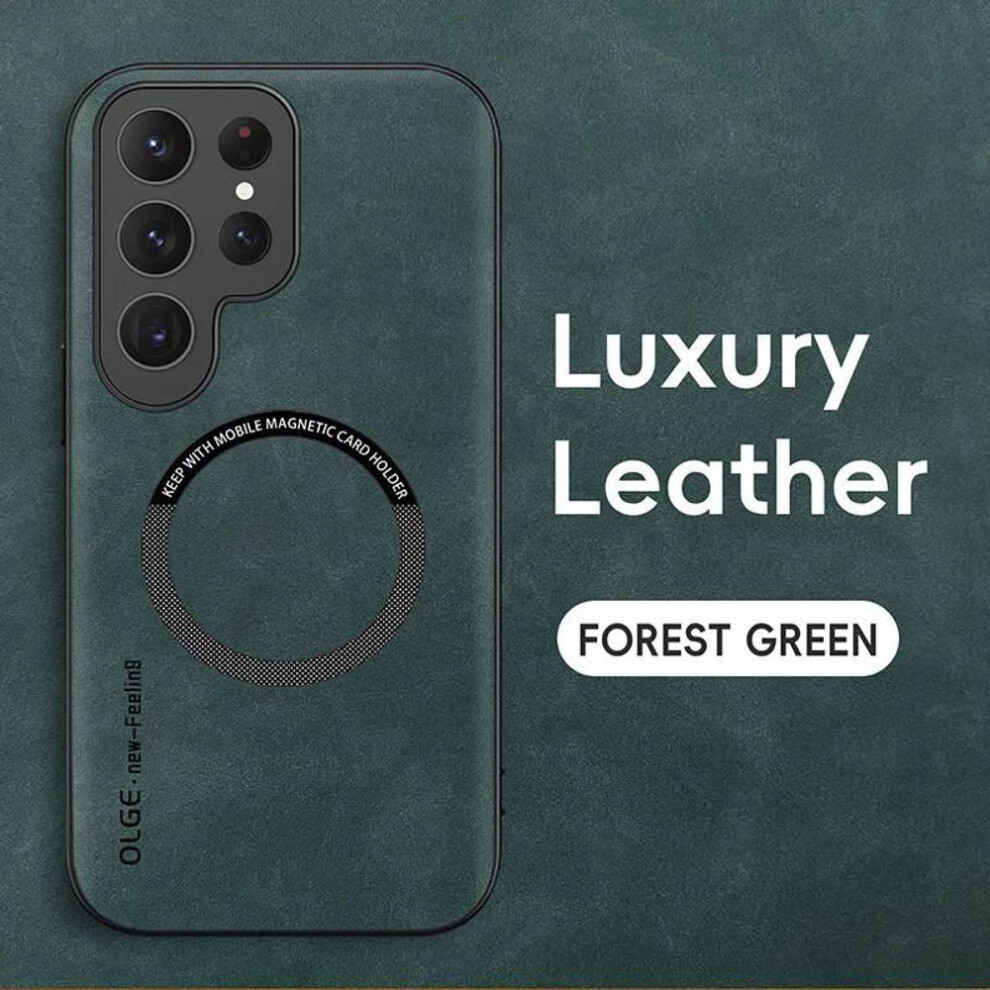 (, Samsung S22 Ultra) Luxury Leather Magnetic Case For Samsung Galaxy S20 S21 S24 S23 S22 Ultra Fe A55 A35 A15 A05 A05s A54 A34 A24 Magsafe Wirel Green 3528291651871