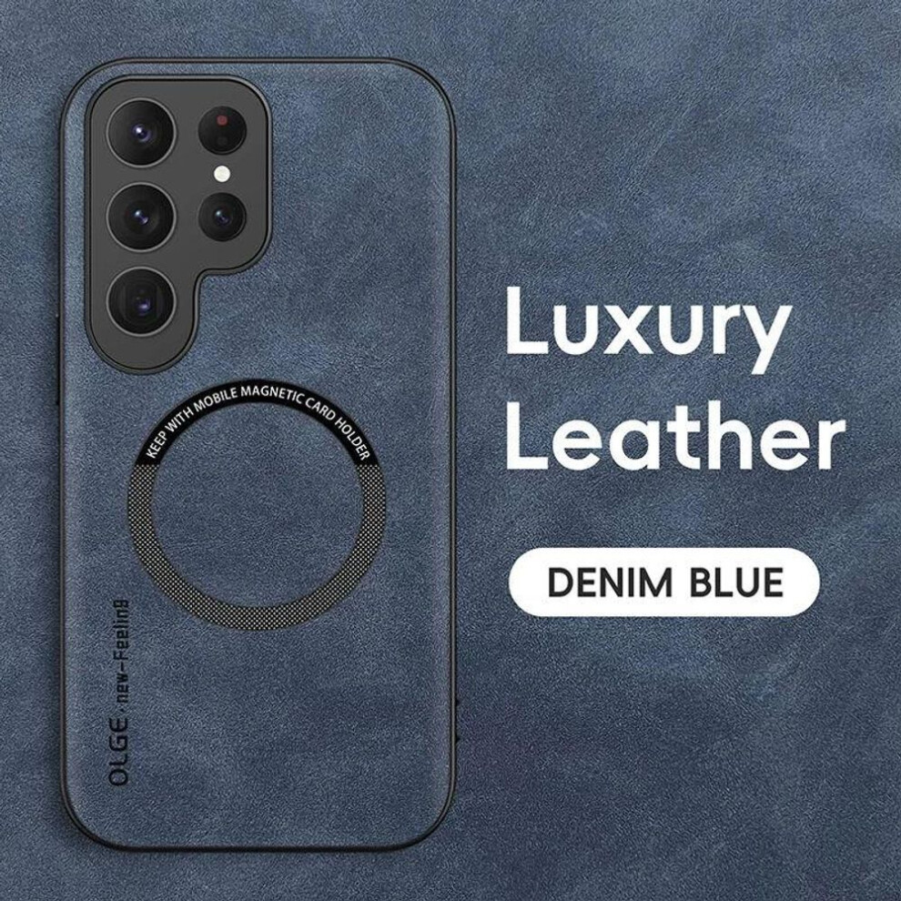 (, Samsung S23) Luxury Leather Magnetic Case For Samsung Galaxy S20 S21 S24 S23 S22 Ultra Fe A55 A35 A15 A05 A05s A54 A34 A24 Magsafe Wireless Cha Blue 3528297023078