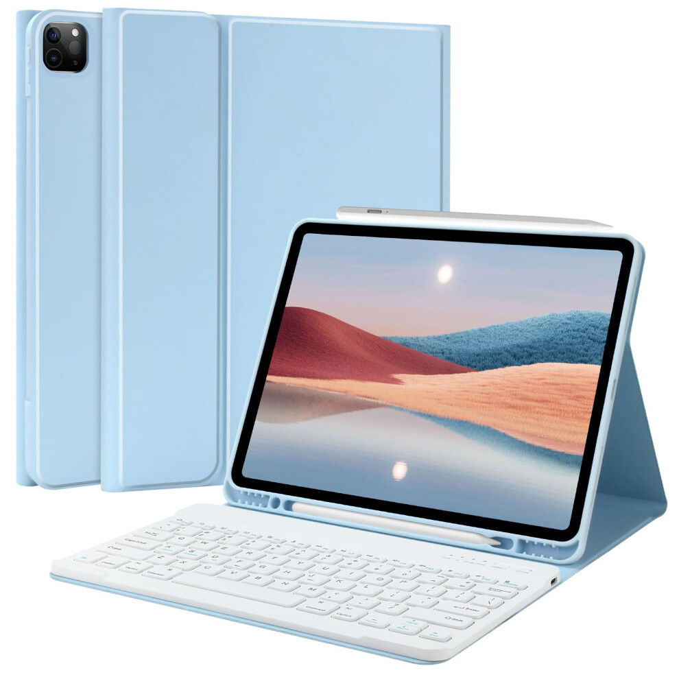 TQQ for iPad Air 13-inch (M2) 2024 & Pro 12.9 inch 2022 Case with Keyboard  Keyboard case for 12.9-inch iPad Pro 6th/5th Generation - with P
