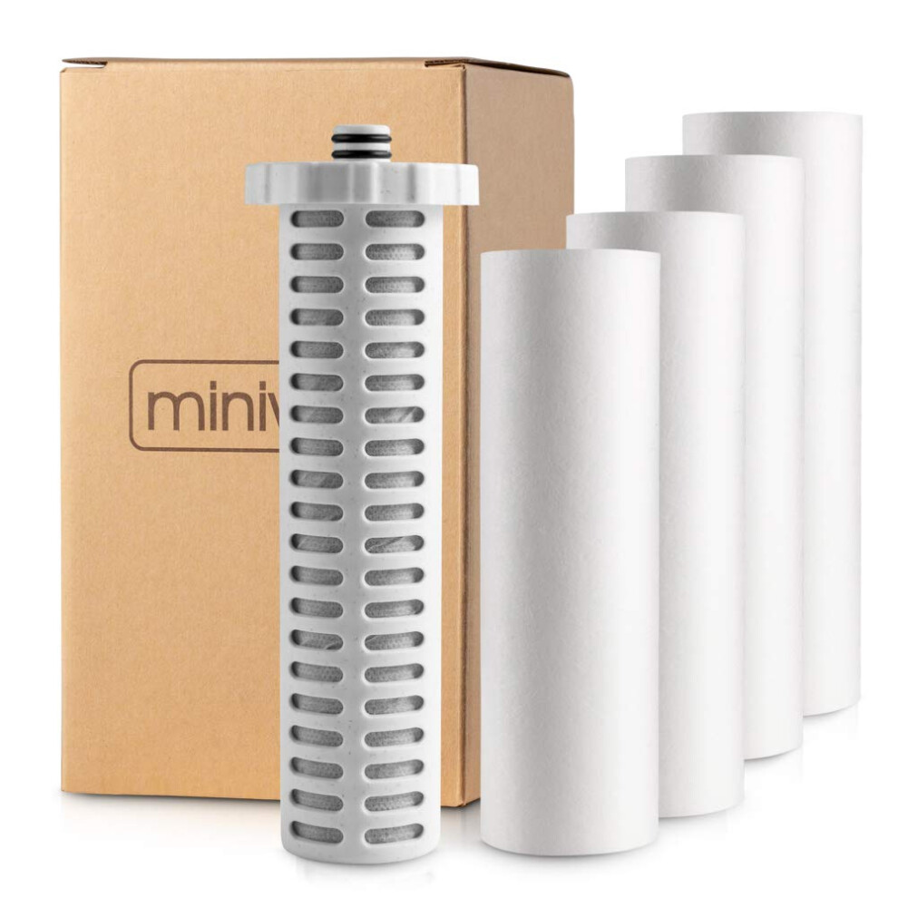Miniput Miniwell Shower Filter 720-Plus With Replaceable Cartridges, Shower Head Filter With Double Filters, Remove 99% Chlorine (Z-Replacement-4+1 Filters)