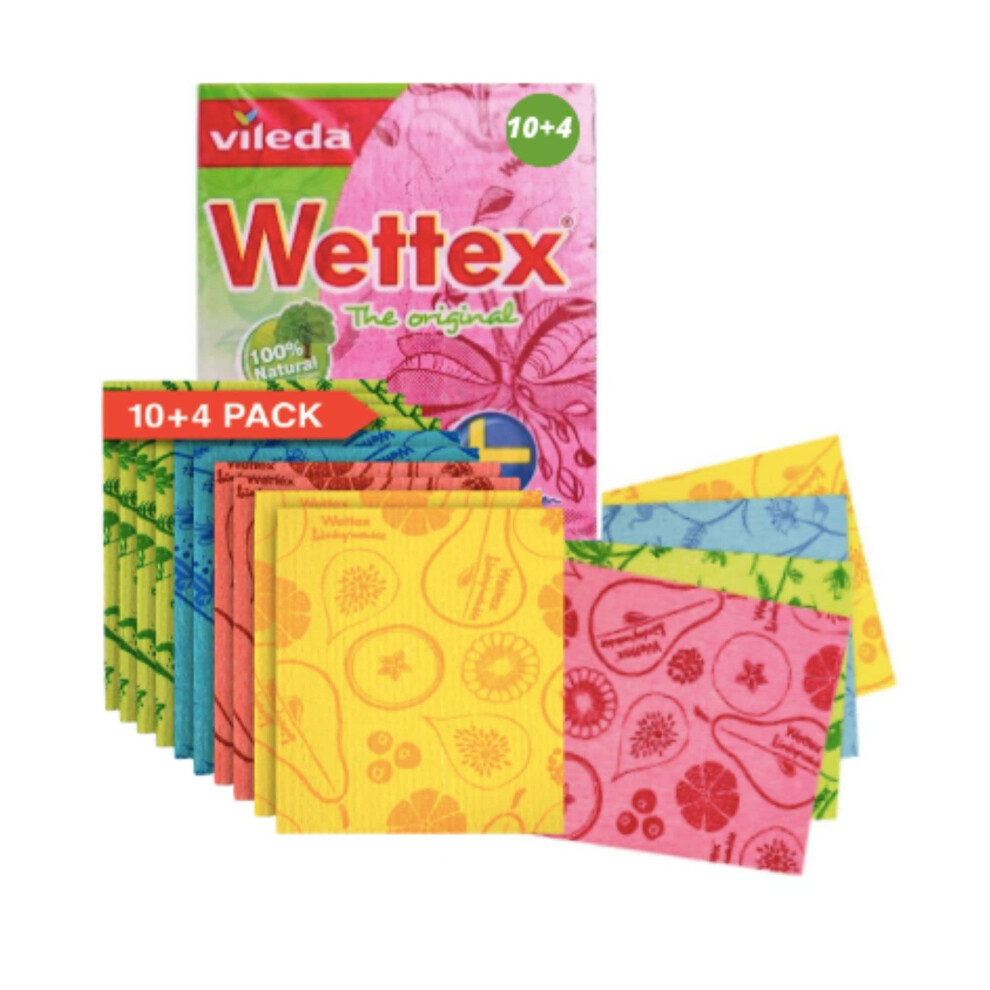 Natte Wettex The Original 14 Pack Swedish Dishcloth For Kitchen - Eco Friendly Reusable Paper Towels - Assorted Dish Cloths For Washing Dishes