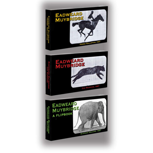 Fliptomania Muybridge Πρώιμη Φωτογραφία Flipbook 3-Pack: Άλογο, Γάτα, Ελέφαντας
