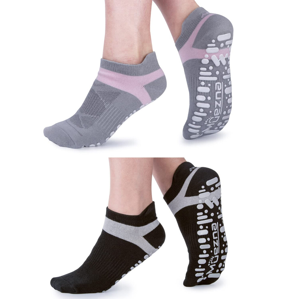 Chaussettes de yoga antid?rapantes Muezna pour femmes, chaussettes antid?rapantes pour Pilates, barre, h?pital avec poign?es, taille 5-10
