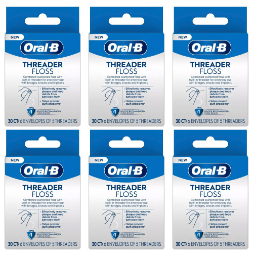 Oral-B Glide Νήμα Φθορίου, 30 Τεμάχια (Συσκευασία 6)