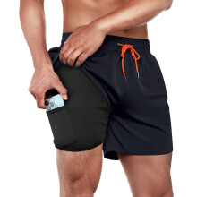 BRISIRA badbyxor f?r m?n simshorts Snabbtorkande 5-tums strandshorts med inners?mmar med kompressionsfoder och dragkedja Navy