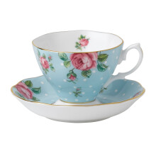 Royal Albert Polka Teetasse und Untertasse Set 6,5 oz Blau Multi