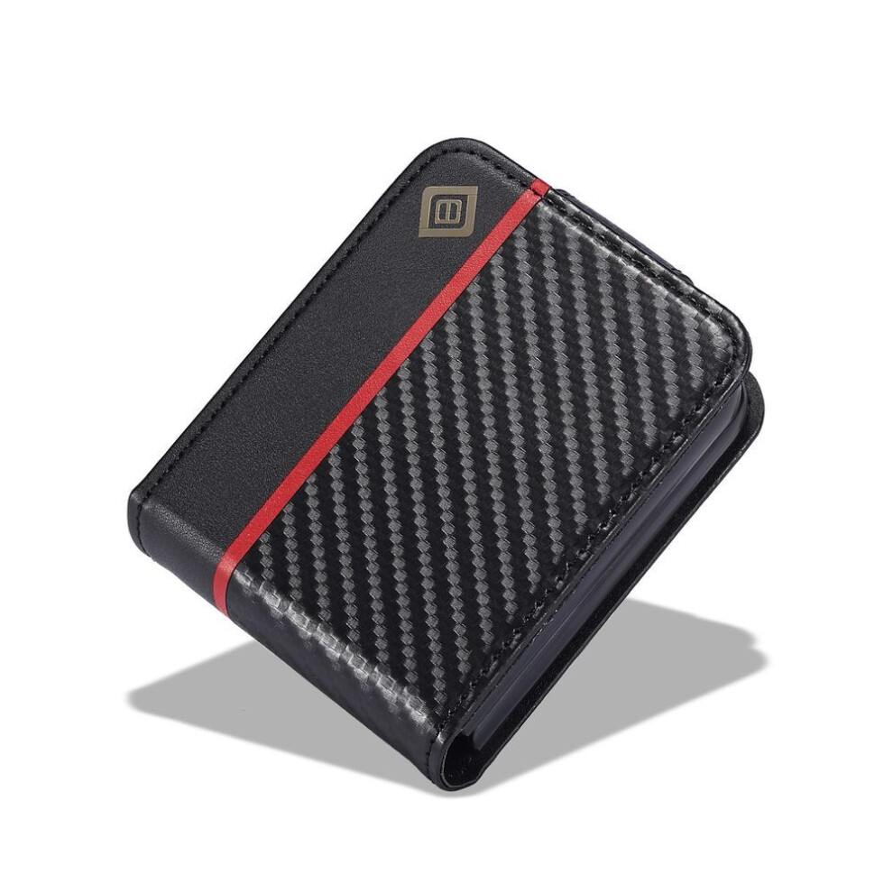 (red, Samsung Z fold 3) Carbon Fiber Leather Case For Samsung Galaxy Z Flip 5 4 3 5g Flip5 Flip4 Flip3 Z Fold 3 4 5 Magnetic Flip Wallet Card Holder Phone Bag Etui