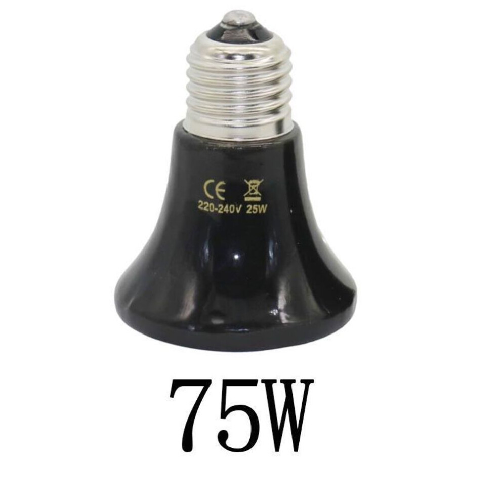 (75W) Pet Heating Light E27 25w~100w Small Conical Ceramic Emitter Heat Bulb Black For Reptile Pet Brooder Lamp 1pc
