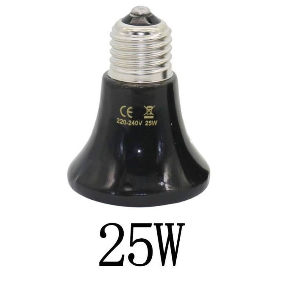 (25W) Pet Heating Light E27 25w~100w Small Conical Ceramic Emitter Heat Bulb Black For Reptile Pet Brooder Lamp 1pc
