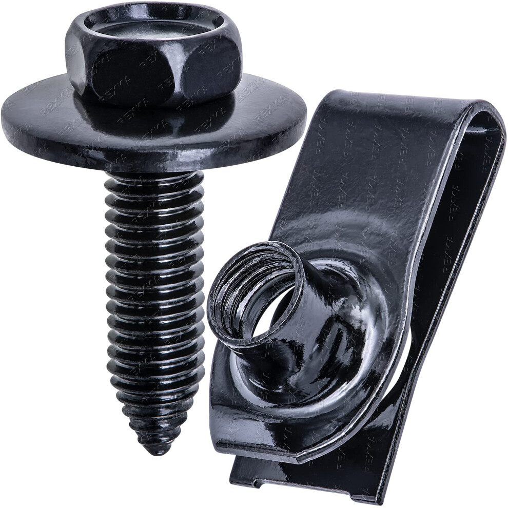 Rexka 15 Sets M8-1.25 Extruded U Nut & Body Bolts Screw Kits For Gm Fo 658738908886