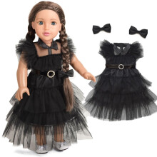 Ropa para mu   ecas Sweet Dolly de 18 pulgadas, vestido de fiesta negro, disfraz y accesorios para mu   ecas de 18 pulgadas (mu   eca no incluida).