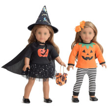 Sweet Dolly 18 tommer dukke t?j tilbeh?r halloween gr?skar heks kostume gr?skar dragt s?t til 18 tommer dukker